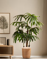 Alamkari India Fabric & Plastic Artificial Rhapis Palm Tree in Black Pot (150 cm)